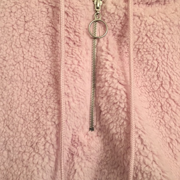 Derek heart 1/4 zip hooded teddy bear top large new with tags pink Barbie core - Picture 3 of 4